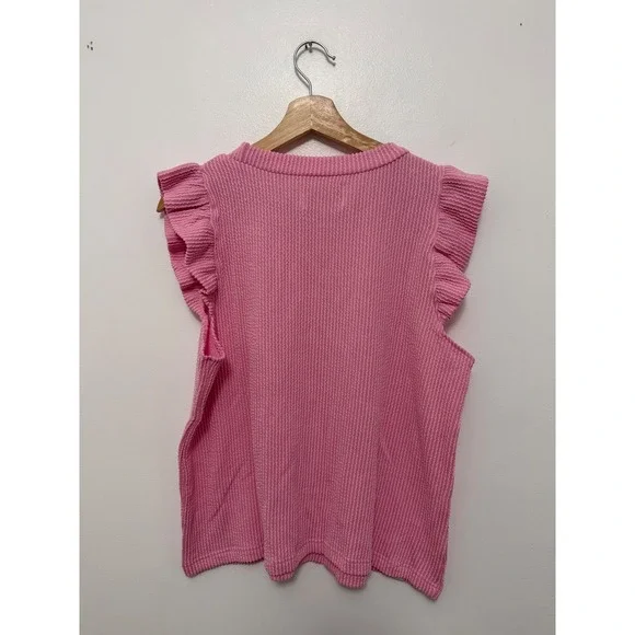 Simply Southern Urban Ribbed Knit Ruffled Sleeve Top – Blush – Size Medium –NWT - Picture 4 of 5